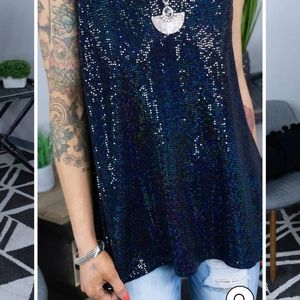 Black glittery tank. Some large.